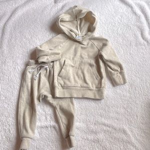 Littleoneshop oatmeal Heather jersey hoodie set 12M